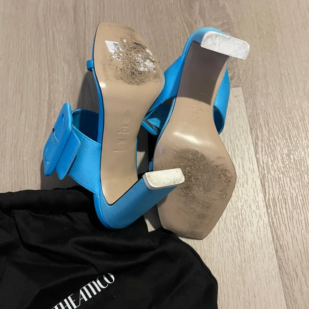 The Attico Satin Cutout Accent Slides Blue 38.5 - Picture 8 of 11